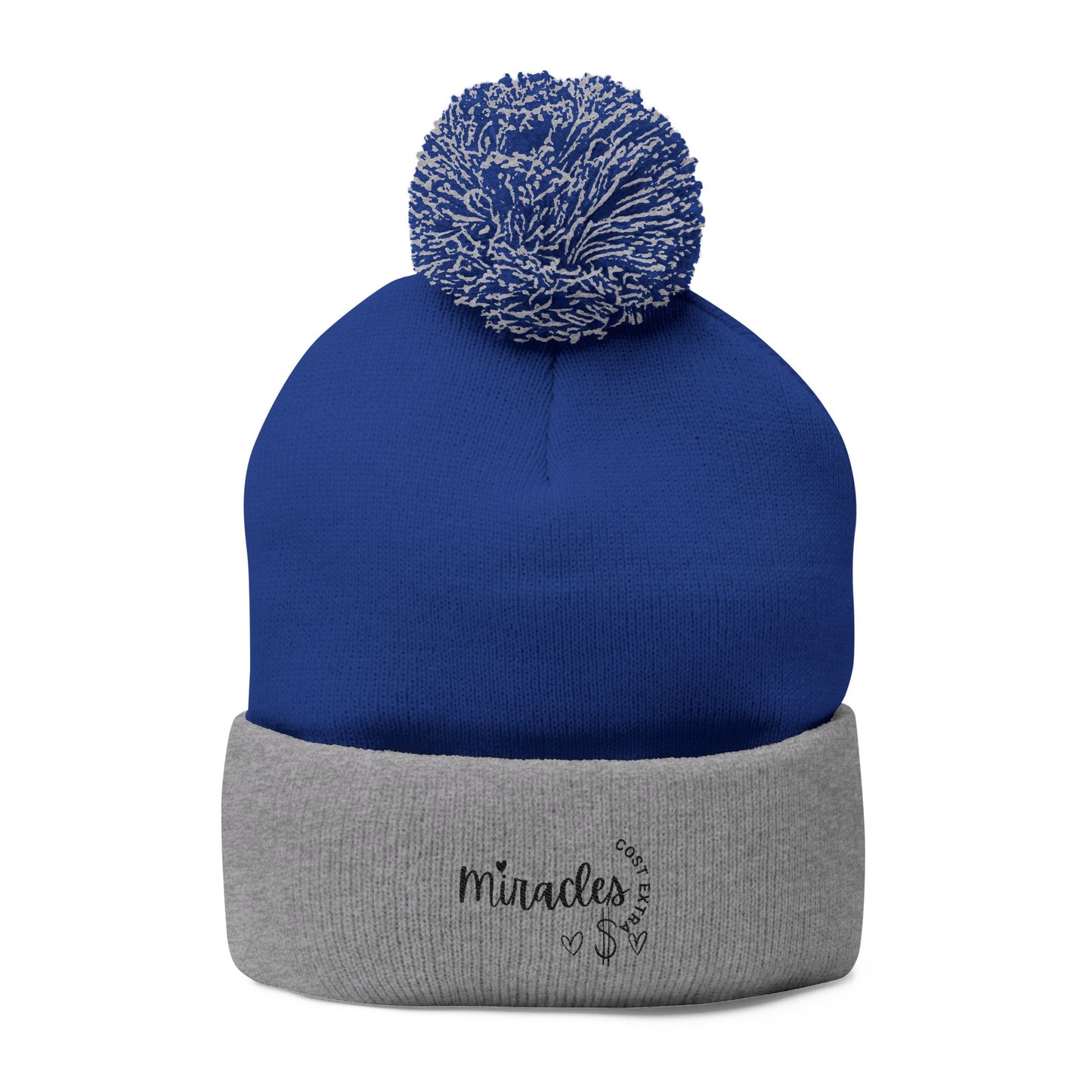 Cozy Pom-Pom Knit Cap | Embroidered Gift for Winter, Holiday, Christmas, Beanie for Him/Her, Cute Warm Accessory