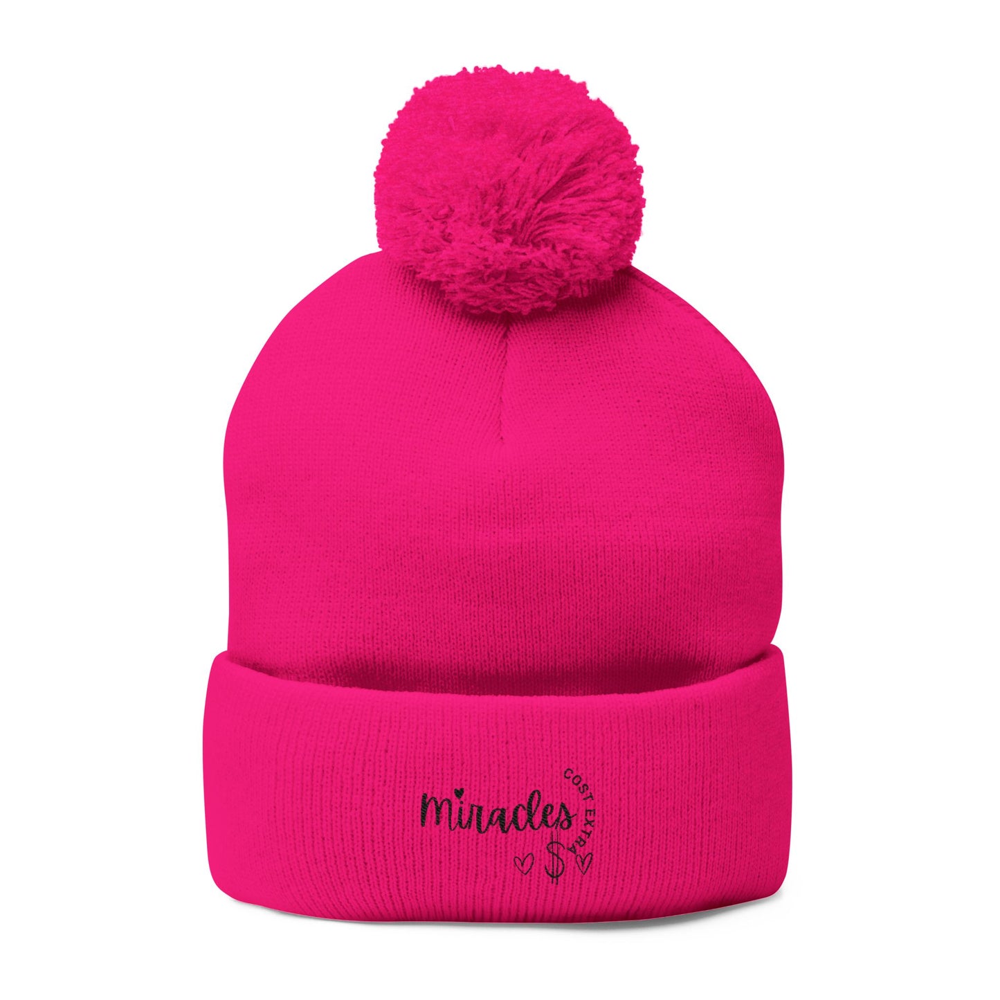 Cozy Pom-Pom Knit Cap | Embroidered Gift for Winter, Holiday, Christmas, Beanie for Him/Her, Cute Warm Accessory