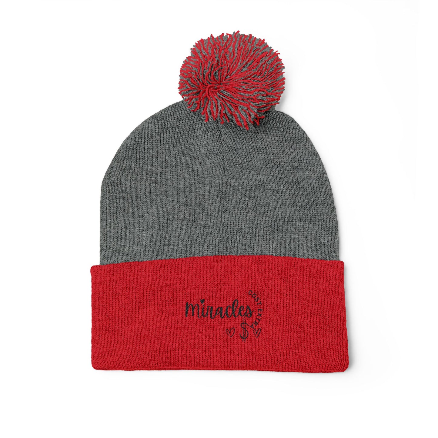 Cozy Pom-Pom Knit Cap | Embroidered Gift for Winter, Holiday, Christmas, Beanie for Him/Her, Cute Warm Accessory