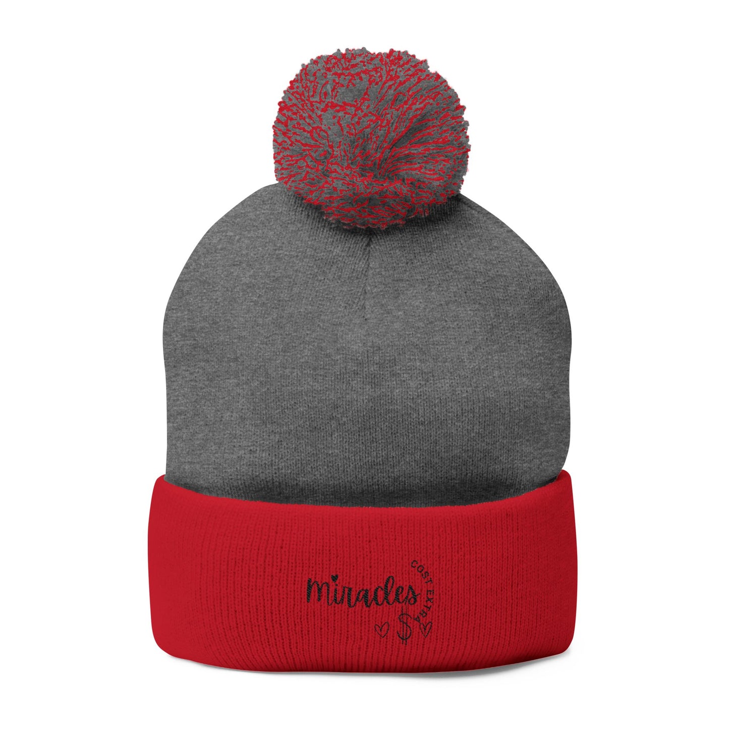 Cozy Pom-Pom Knit Cap | Embroidered Gift for Winter, Holiday, Christmas, Beanie for Him/Her, Cute Warm Accessory